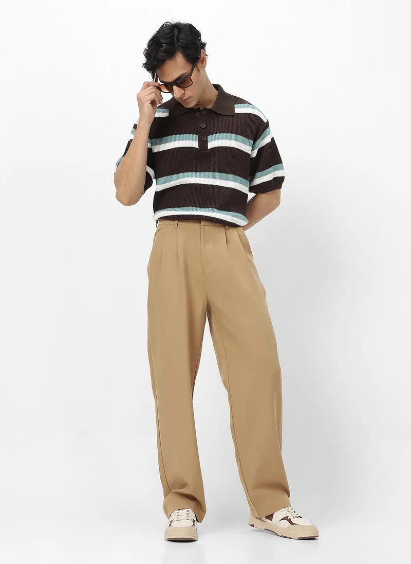 Urbano Fashion  Urbano Fashion Men's Khaki Loose Baggy Fit Solid Korean Pants Stretchable for Men | Best Price UAE